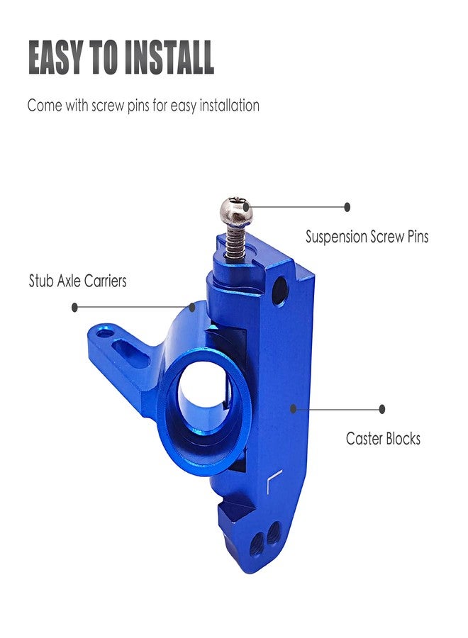 HOPLEX RC Aluminum Alloy Caster Block&Steering Blocks&Rear Stub Axle Carriers Replace for 3632 3736 3752 for 1/10 Traxxas 2WD Slash, Stampede, Rustler(Blue) - Image 2